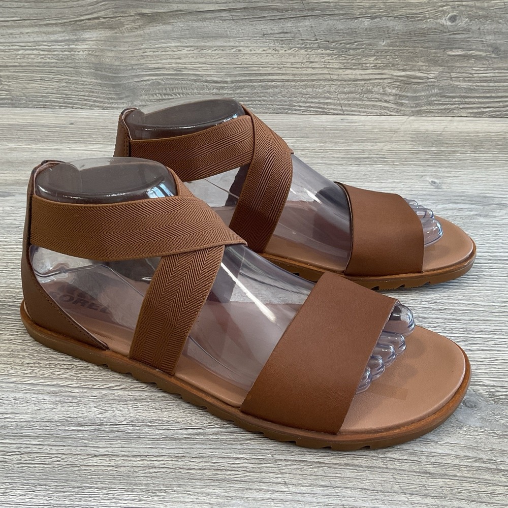 SOREL Ella ll Women's Flat Sandals Brown Support Straps Size 8.5 NL4041-242